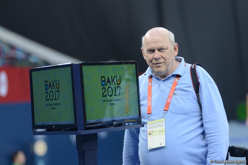 Подиумные тренировки спортивных гимнастов в рамках Игр исламской солидарности в Баку (ФОТОРЕПОРТАЖ)