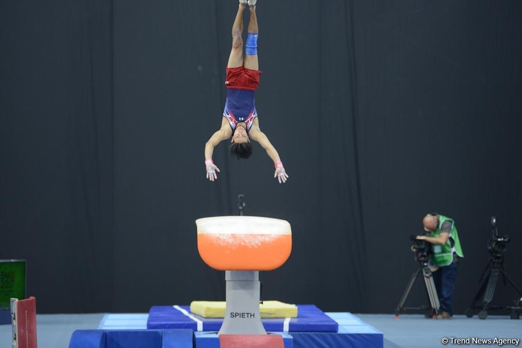 Подиумные тренировки спортивных гимнастов в рамках Игр исламской солидарности в Баку (ФОТОРЕПОРТАЖ)