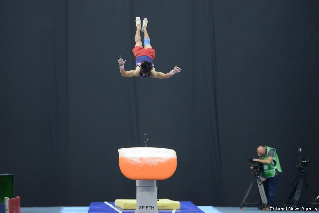 Подиумные тренировки спортивных гимнастов в рамках Игр исламской солидарности в Баку (ФОТОРЕПОРТАЖ)