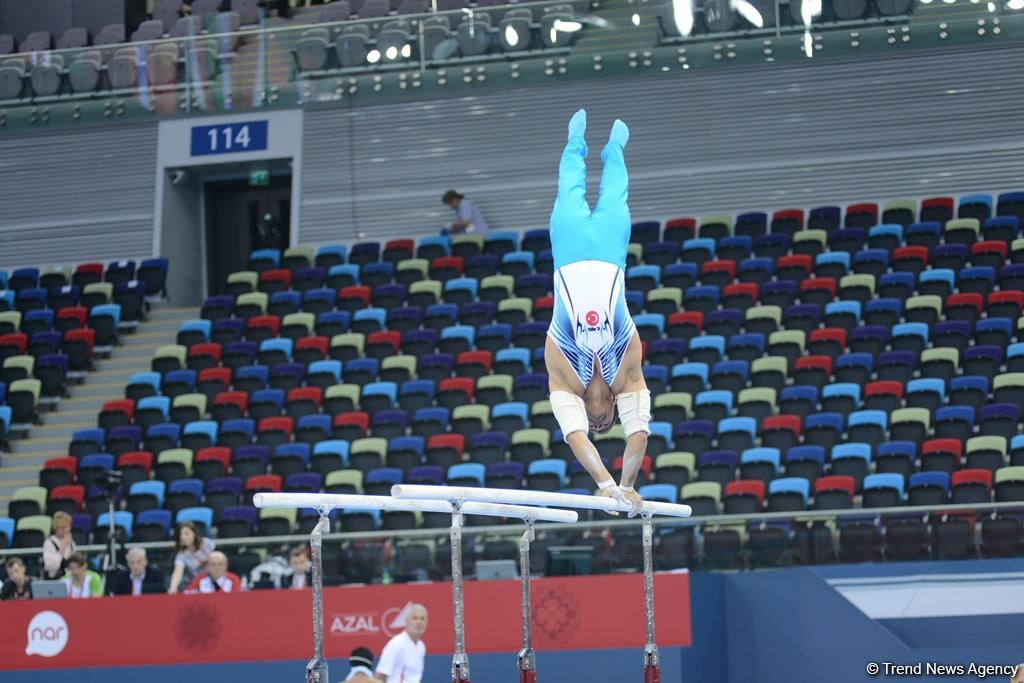 Подиумные тренировки спортивных гимнастов в рамках Игр исламской солидарности в Баку (ФОТОРЕПОРТАЖ)