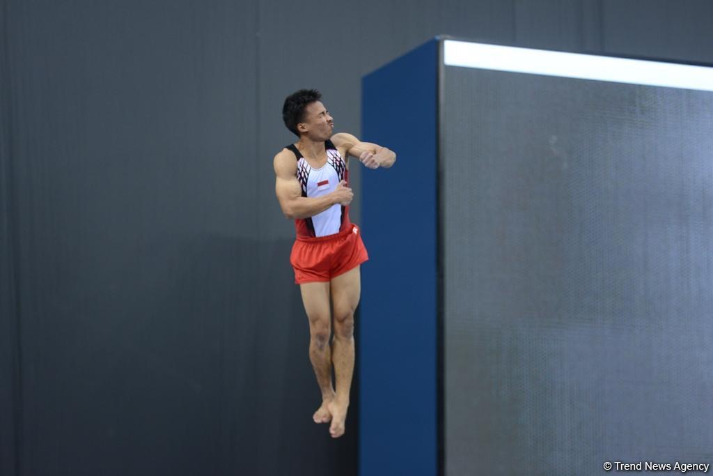 Подиумные тренировки спортивных гимнастов в рамках Игр исламской солидарности в Баку (ФОТОРЕПОРТАЖ)