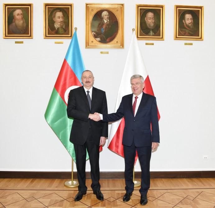 Президент Азербайджана Ильхам Алиев встретился с маршалом Сената Польши (ФОТО)