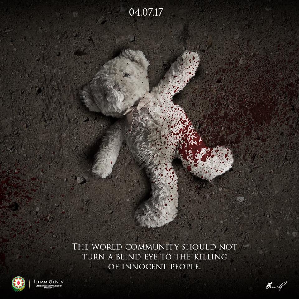 Президент Ильхам Алиев: Мировая общественность не должна закрывать глаза на убийство невинных людей
