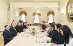 Президент Ильхам Алиев встретился в Риге с председателем Сейма Латвии (ФОТО) (версия 2)