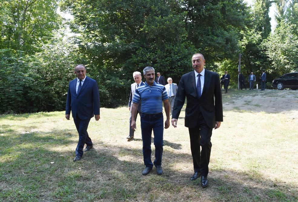 Президент Ильхам Алиев ознакомился с ореховым хозяйством в Гахском районе (ФОТО)