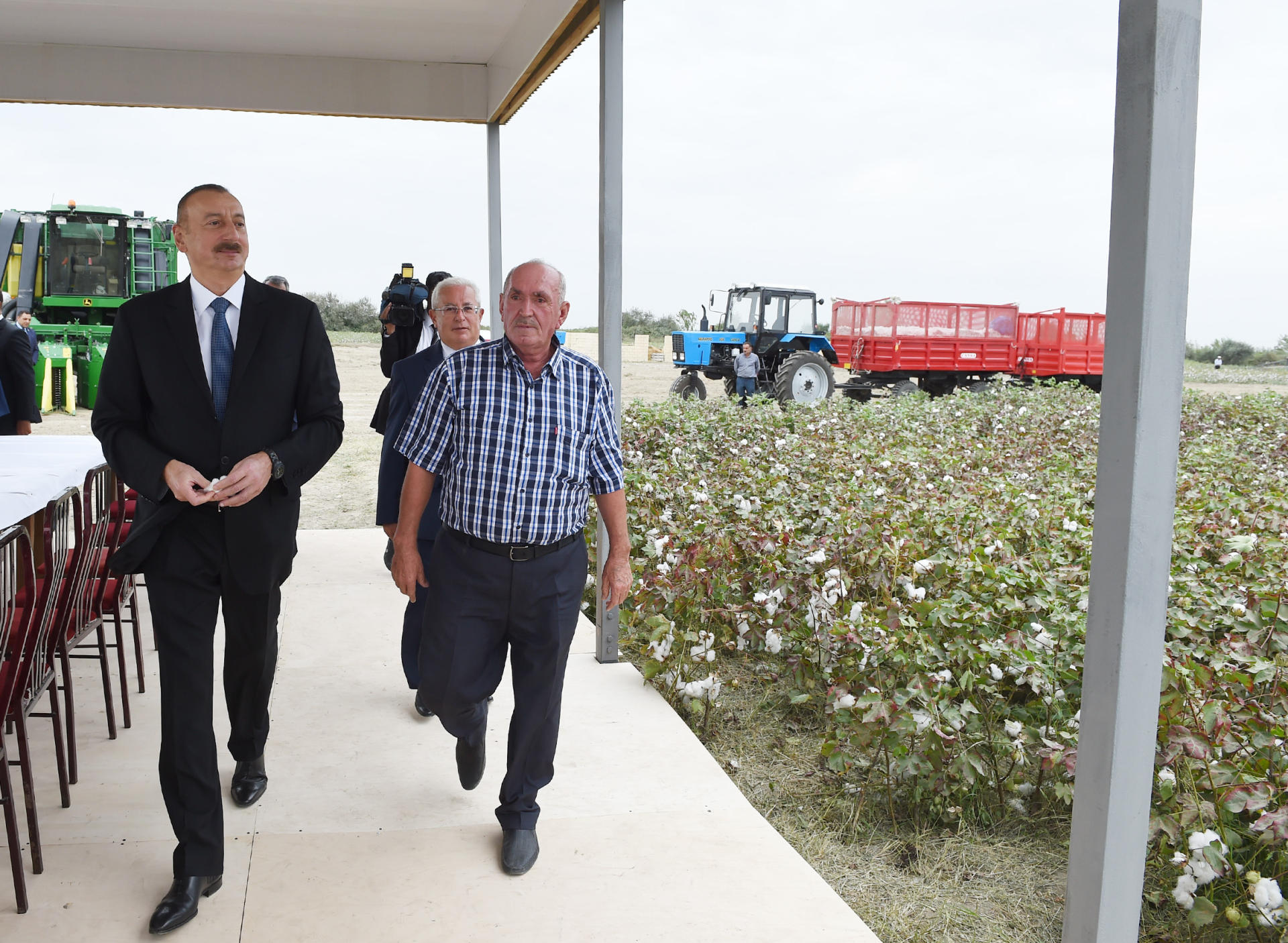 Президент Ильхам Алиев ознакомился с хлопковым участком в Нефтчалинском районе (ФОТО)