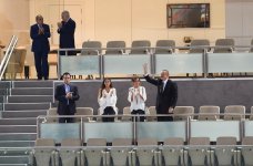Президент Ильхам Алиев и его супруга наблюдали за игрой сборной Азербайджана по волейболу (ФОТО)