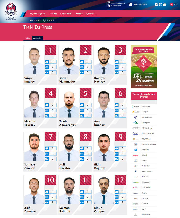Представлен сайт чемпионата AZFAR Business League - ABL Cup 2017/18 (ФОТО)