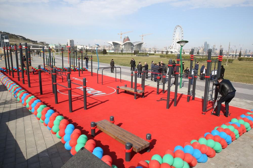 Вице-президент Фонда Гейдара Алиева Лейла Алиева приняла участие в церемонии открытия спортивной площадки (ФОТО)