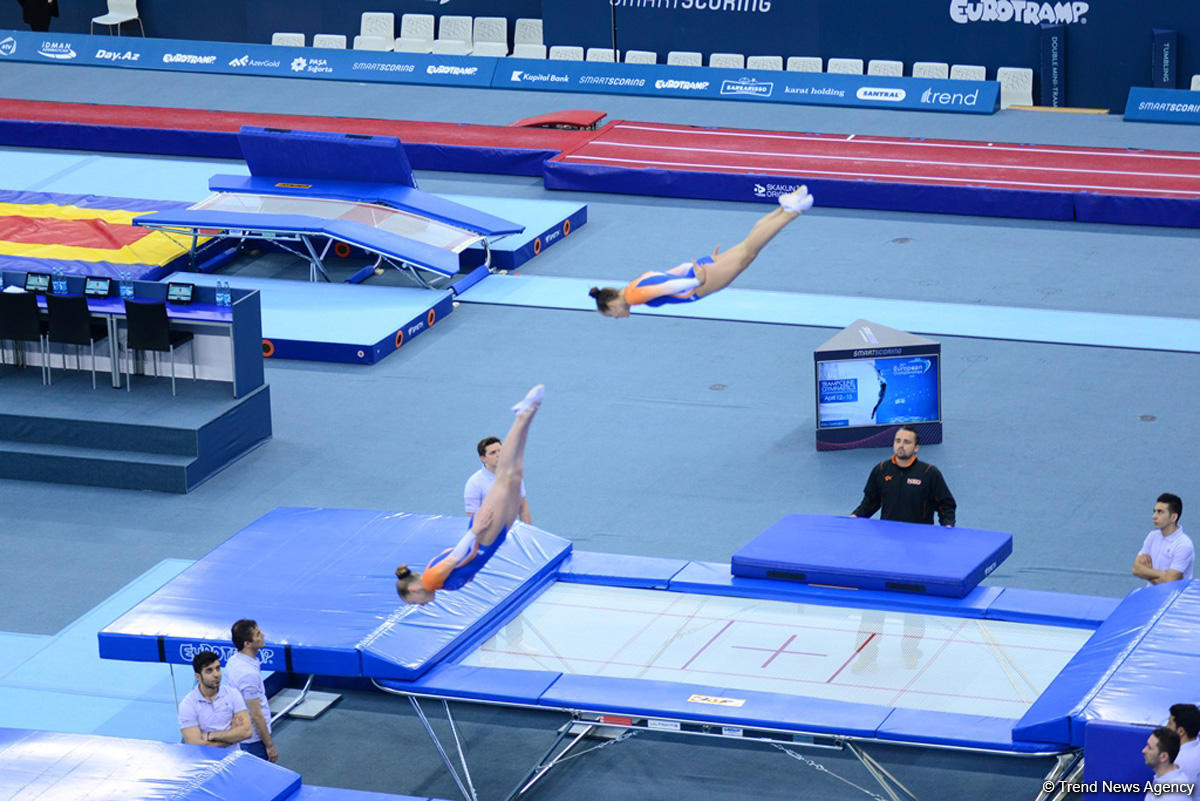 Стартовал третий день ЧЕ по прыжкам на батуте, двойном мини-батуте и акробатической дорожке в Баку (ФОТО)