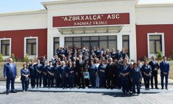 Президент Ильхам Алиев принял участие в открытии Хачмазского филиала ОАО «Азерхалча» (ФОТО)