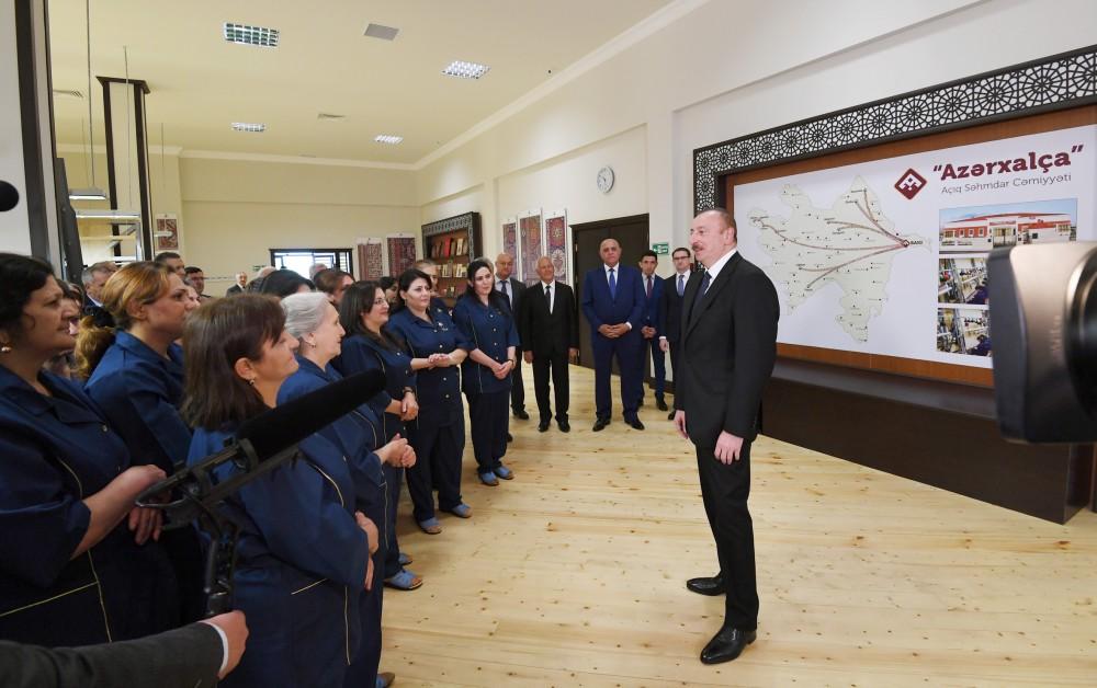 Президент Ильхам Алиев принял участие в открытии Хачмазского филиала ОАО «Азерхалча» (ФОТО)