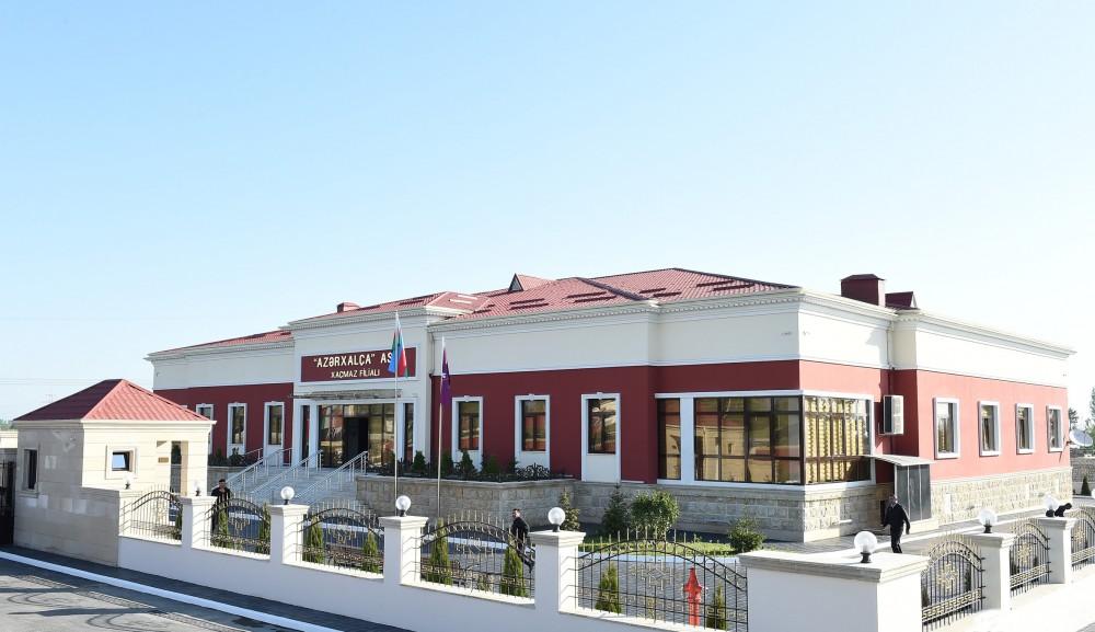 Президент Ильхам Алиев принял участие в открытии Хачмазского филиала ОАО «Азерхалча» (ФОТО)