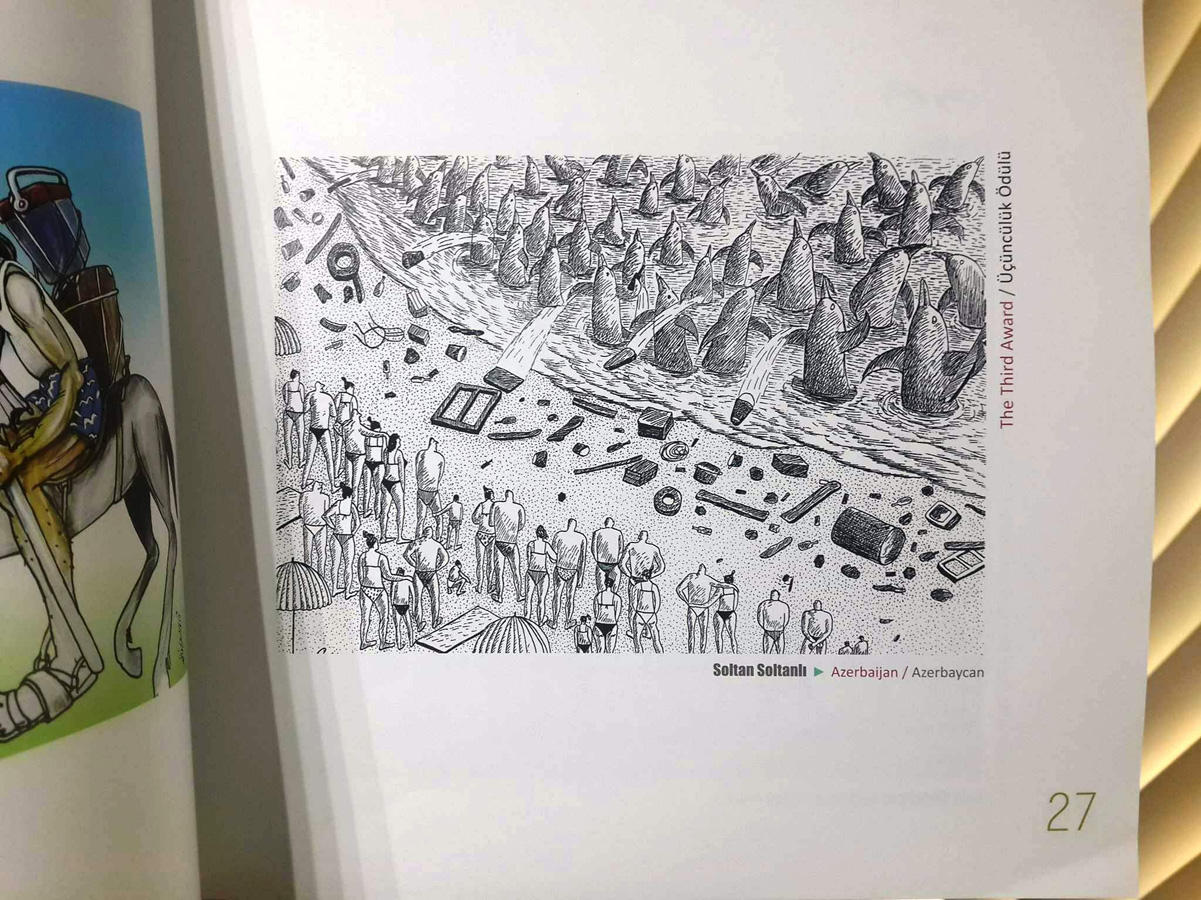 Замысловатый ирреализм азербайджанского карикатуриста отмечен в Турции (ФОТО)