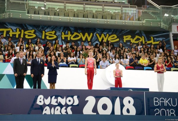 В Баку прошло награждение призеров квалификации по спортивной гимнастике на юношескую Олимпиаду (ФОТО)