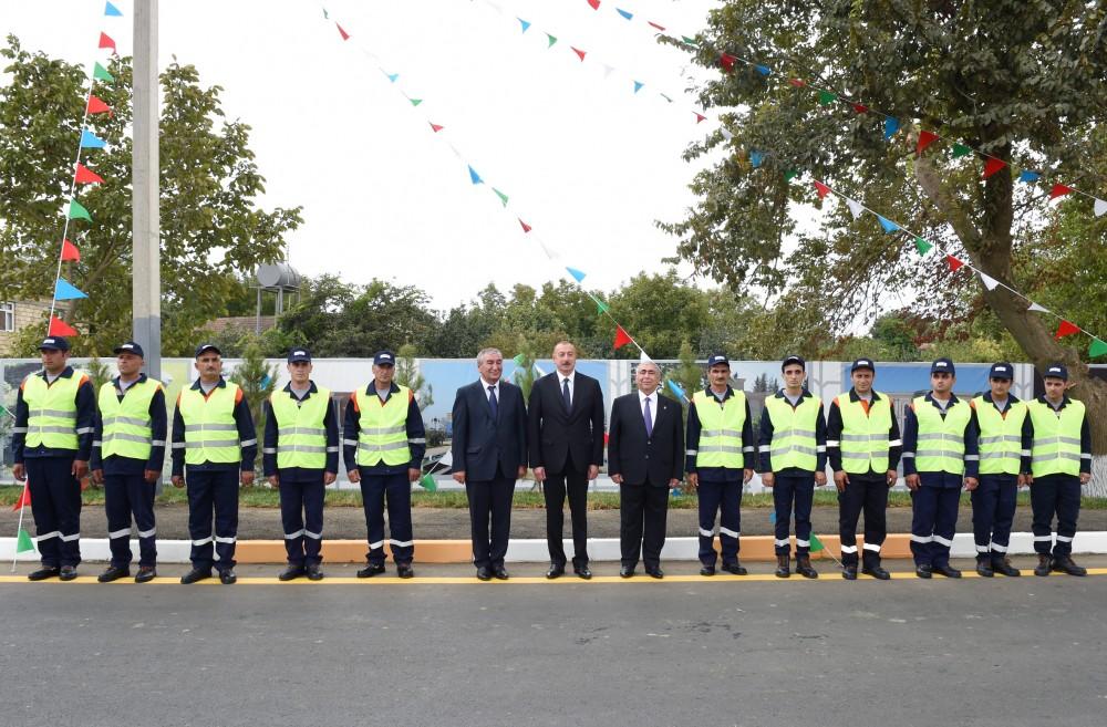 Президент Ильхам Алиев принял участие в открытии автодороги в Масаллы (ФОТО)
