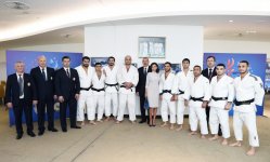 Президент и Первый вице-президент Азербайджана, президенты России и Монголии наблюдали за смешанными командными соревнованиями ЧМ по дзюдо в Баку (ФОТО)