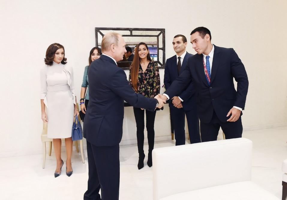 Президент и Первый вице-президент Азербайджана, президенты России и Монголии наблюдали за смешанными командными соревнованиями ЧМ по дзюдо в Баку (ФОТО)