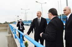 Президент Ильхам Алиев принял участие в церемонии открытия нового канала-притока реки Араз (ФОТО)