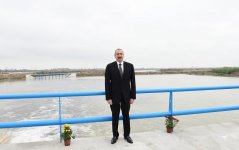 Президент Ильхам Алиев принял участие в церемонии открытия нового канала-притока реки Араз (ФОТО)