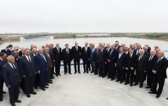 Президент Ильхам Алиев принял участие в церемонии открытия нового канала-притока реки Араз (ФОТО)