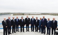 Президент Ильхам Алиев принял участие в церемонии открытия нового канала-притока реки Араз (ФОТО)