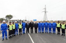 Президент Ильхам Алиев принял участие в открытии части автодороги Мингячевир-Бахрамтепе (ФОТО)