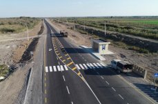 Президент Ильхам Алиев принял участие в открытии части автодороги Мингячевир-Бахрамтепе (ФОТО)