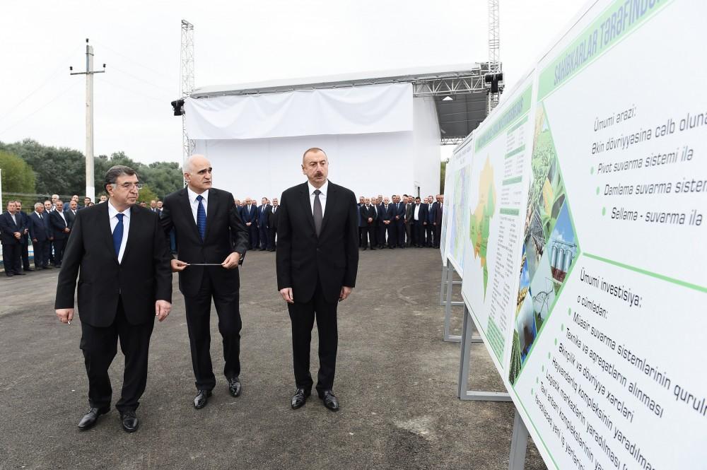 Президент Ильхам Алиев принял участие в церемонии открытия нового канала-притока реки Араз (ФОТО)