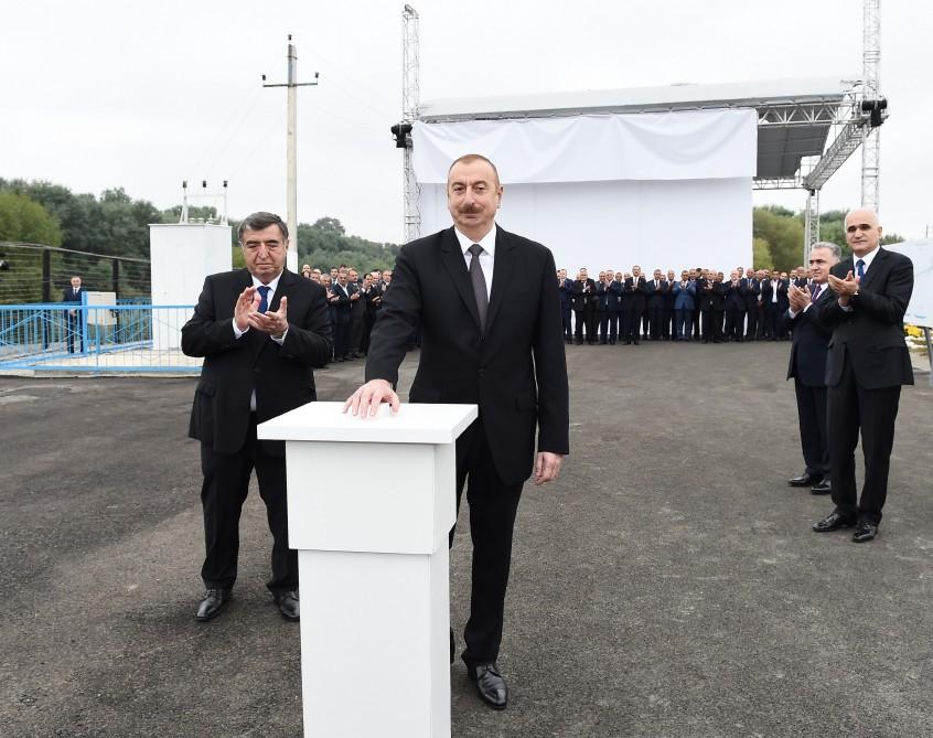 Президент Ильхам Алиев принял участие в церемонии открытия нового канала-притока реки Араз (ФОТО)