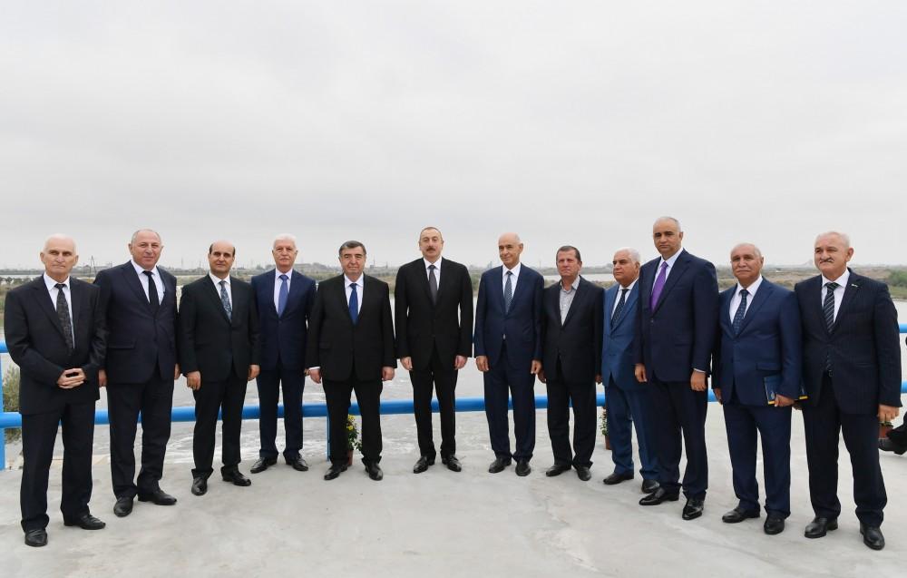 Президент Ильхам Алиев принял участие в церемонии открытия нового канала-притока реки Араз (ФОТО)