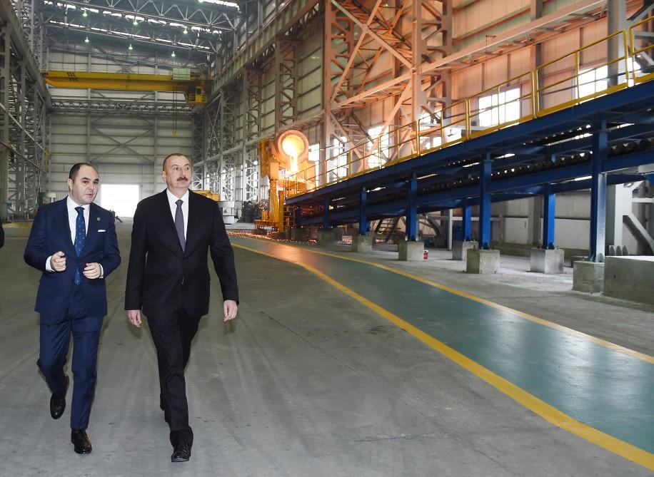 Президент Ильхам Алиев принял участие в открытии завода цветных металлов и ферросплавов в Сумгайыте (ФОТО)