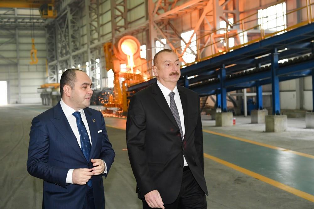 Президент Ильхам Алиев принял участие в открытии завода цветных металлов и ферросплавов в Сумгайыте (ФОТО)