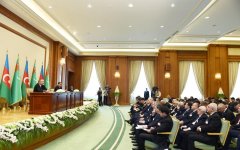 Президенты Азербайджана и Туркменистана выступили с совместным заявлением для печати (ФОТО)