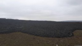 Обстановка на месте извержения грязевого вулкана в Шамахинском районе Азербайджана (ФОТО)
