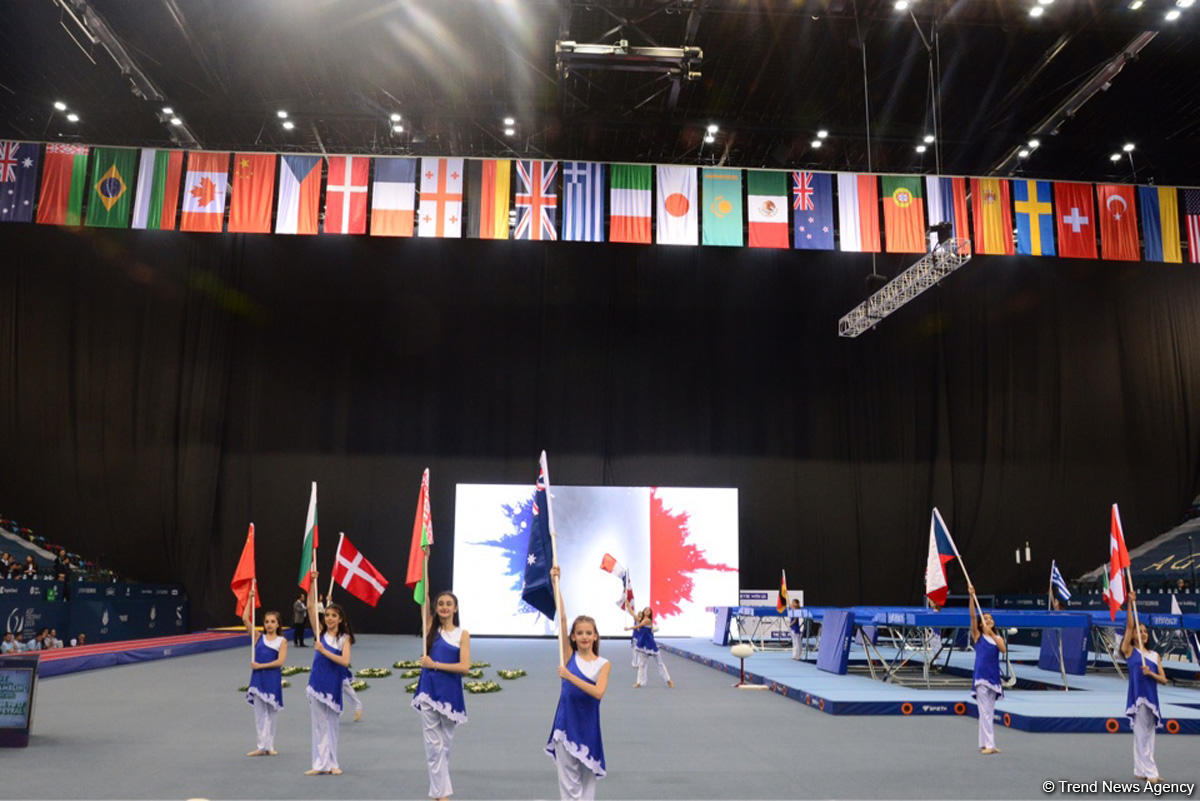 В Национальной арене гимнастики состоялась церемония открытия Кубка мира по прыжкам на батуте и тамблингу (ФОТО)