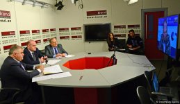 В пресс-центре АМИ Trend состоялся видеомост "Экономическое и инвестиционное сотрудничество Азербайджана и России: новые точки роста" (ФОТО)