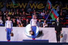 В Баку состоялась церемония награждения индивидуальных гимнасток по итогам многоборья на Кубке мира в Баку (ФОТО)