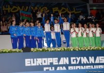 В Баку состоялась церемония награждения победителей Чемпионата Европы в командном зачете и в многоборье групповых упражнений (ФОТО)