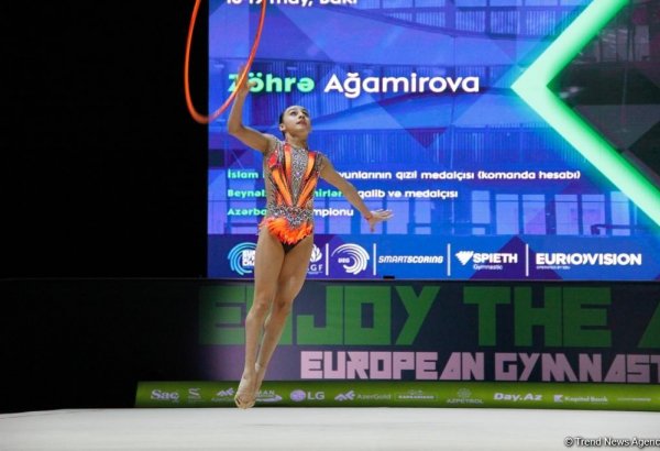 Продолжаются финальные соревнования Чемпионата Европы по художественной гимнастике в Баку (ФОТО)