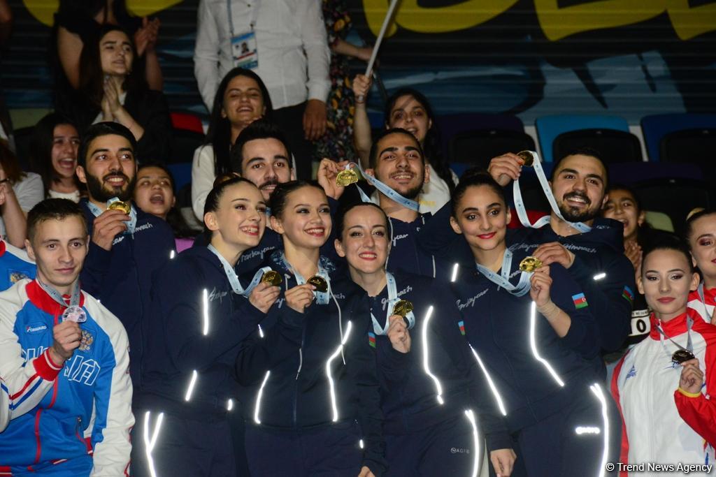 В Баку прошла церемония награждения победителей Чемпионата Европы в составах трио, групп и программе аэро-данс (ФОТО)