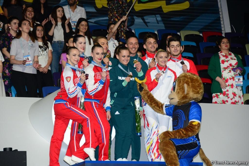 В Баку прошла церемония награждения победителей Чемпионата Европы в составах трио, групп и программе аэро-данс (ФОТО)