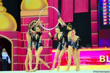 В Национальной арене гимнастики продолжаются соревнования команд в групповых упражнениях в рамках Чемпионата мира в Баку (ФОТО)