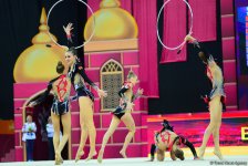 В Национальной арене гимнастики продолжаются соревнования команд в групповых упражнениях в рамках Чемпионата мира в Баку (ФОТО)