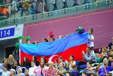 В Национальной арене гимнастики продолжаются соревнования команд в групповых упражнениях в рамках Чемпионата мира в Баку (ФОТО)