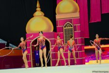 В Национальной арене гимнастики продолжаются соревнования команд в групповых упражнениях в рамках Чемпионата мира в Баку (ФОТО)