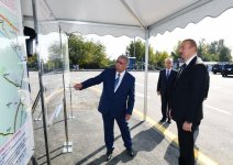 Президент Ильхам Алиев принял участие в церемонии сдачи в эксплуатацию автодороги в Агдаше (ФОТО)