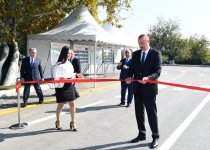 Президент Ильхам Алиев принял участие в церемонии сдачи в эксплуатацию автодороги в Агдаше (ФОТО)