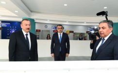 Президент Ильхам Алиев принял участие в открытии Центра обслуживания «Шебеке» в Агдашском районном телекоммуникационном узле (ФОТО) (версия 2)
