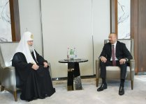 Президент Ильхам Алиев и Первая леди Мехрибан Алиева встретились с Патриархом Московским и всея Руси Кириллом (ФОТО)